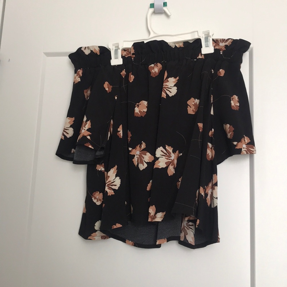 off the shoulder floral print top